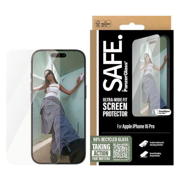 SAFE by PanzerGlass Ultra-Wide Fit Displayschutz für das Apple iPhone 16 Pro