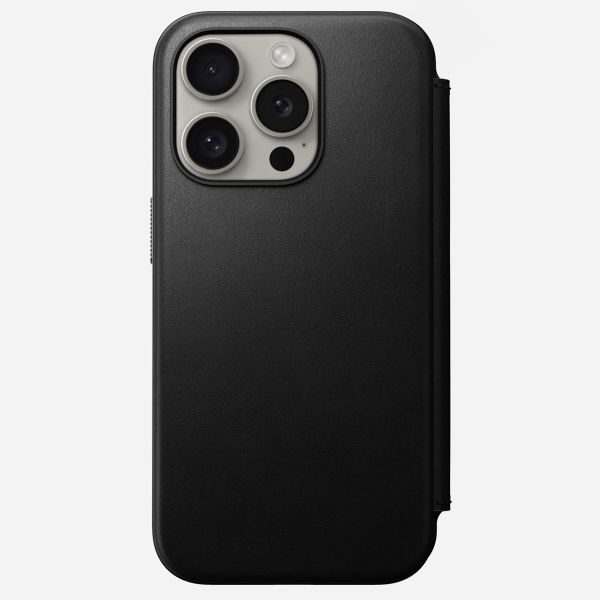Nomad Modern Leather Folio Klapphülle Apple iPhone 15 Pro - Schwarz