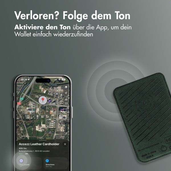 Accezz Magnetischer Lederkartenhalter - Geeignet für Apple Find My - Cedar Green