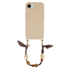 Selencia Rivièra MagSafe Backcover mit abnehmbaren Haken für das Apple iPhone 17e / 16e - Milky Latte + Satin Stone Handykette - Brown