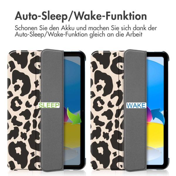 imoshion Design Trifold Klaphülle Apple iPad 11 (2025) 11 Zoll A16 / iPad 10 (2022) 10.9 Zoll - Leopard