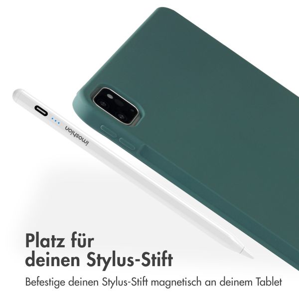 Accezz Liquid Silicone Back Cover mit Stifthalter für das iPad Pro 11 (2018/2020/2021/2022) - Dunkelgrün