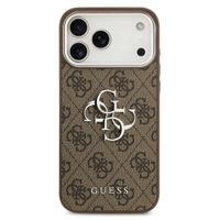 Guess 4G Metal Logo Back Cover Apple iPhone 17 Pro - Silver Edge - Brown