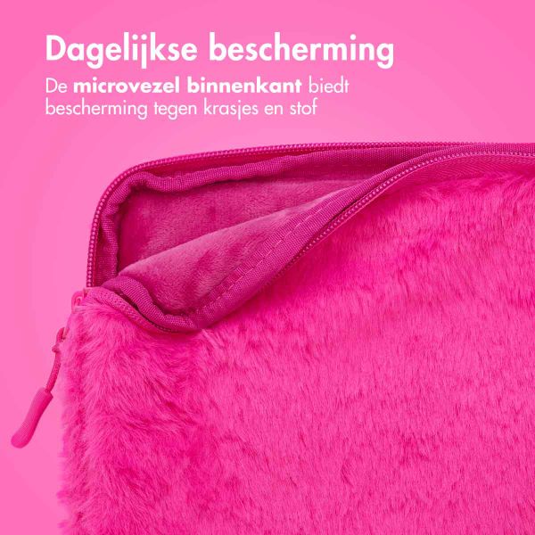 imoshion Fluffy Laptop Hülle 13-14 Zoll - Laptop Sleeve - Hot Pink