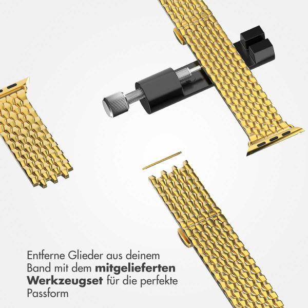 Selencia Drachenarmband aus Stahl für die Apple Watch Series 1 bis 9 / SE (38/40/41 mm) | Series 10 (42 mm) - Gold