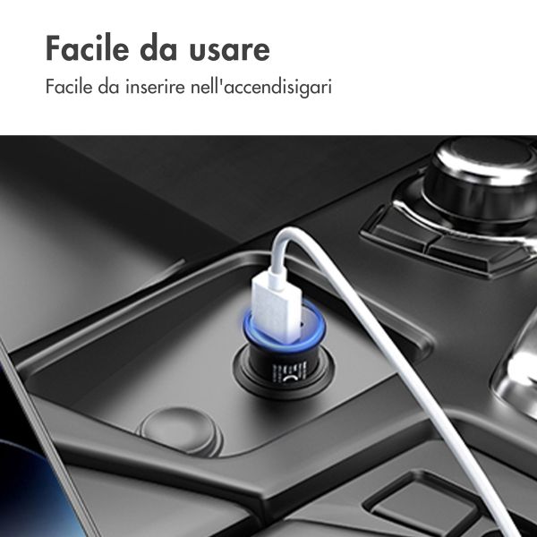 imoshion ﻿Mini-Autoladegerät - 2 Anschlüsse – USB-A–Schnellaufladung – USB-C-Stromversorgung - 60 Watt – Schwarz