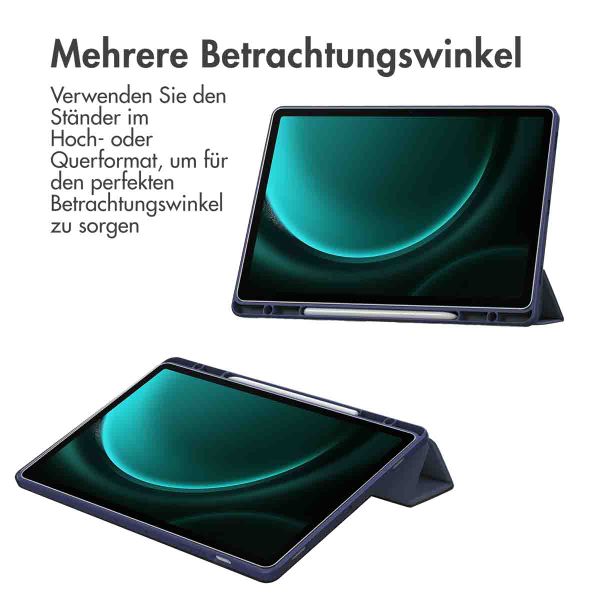 imoshion Trifold Hardcase Klapphülle für das Samsung Tab S10 Plus / Tab S9 FE Plus / Tab S9 Plus 12.4 Zoll - Dunkelblau