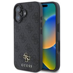 Guess 4G Metal Logo Back Cover MagSafe Apple iPhone 16 - Schwarz
