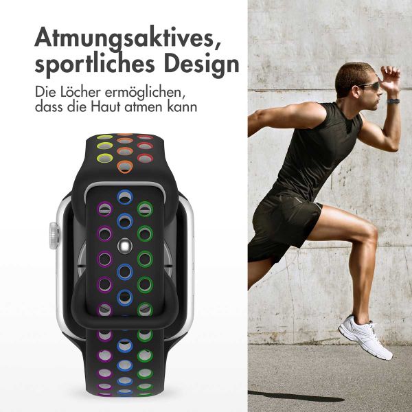 imoshion Sportarmband⁺ für das Apple Watch Series 1 bis 11 / SE / Ultra (44/45/46/49 mm) - Größe S/M - Black Rainbow