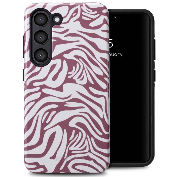 Selencia Vivid Tough Back Cover für das Samsung Galaxy S23 - Trippy Swirl Dark Rose