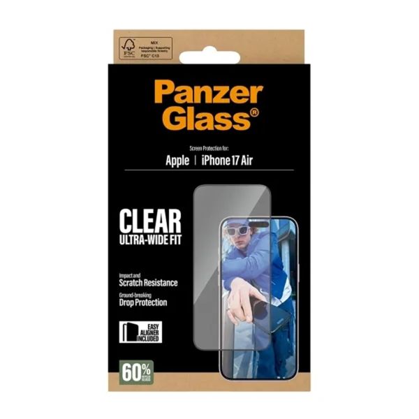 PanzerGlass Ultra-Wide Fit Antibakterieller Displayschutz mit Applikator Apple iPhone Air