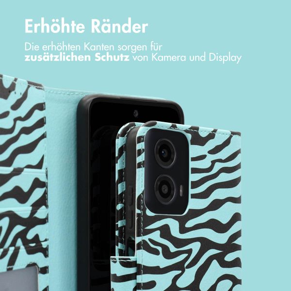 imoshion Design Klapphülle für das Motorola Moto G34 - Black Blue Stripes