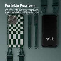 Selencia Silikonhülle design mit abnehmbarem Band für das iPhone 15 Pro - Irregular Check Green