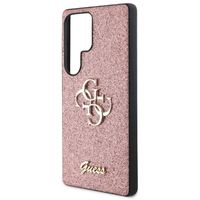 Guess 4G Metal Logo Back Cover mit Glitter Samsung Galaxy S25 Ultra - Rosa