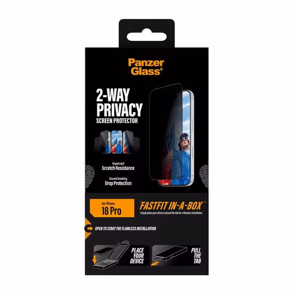 PanzerGlass Ultra Wide Fit FastFit in-a-box Privacy Screen Protector Apple iPhone 18 Pro