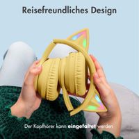 imoshion Kabellose Kinderkopfhörer LED Light Cat Ear - Dezibelbegrenzer - Mit AUX-Kabel - Gelbe