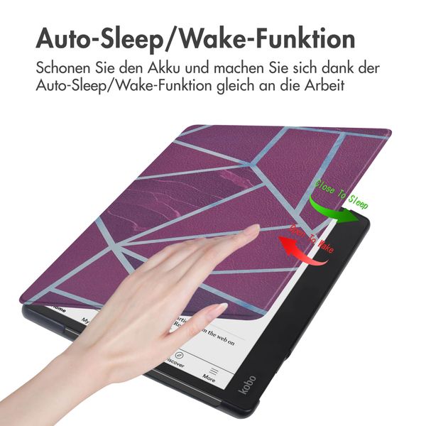 imoshion Design Slim Hard Case Sleepcover mit Stand für das Kobo Libra 2 / Tolino Vision 6 - Bordeaux Graphic