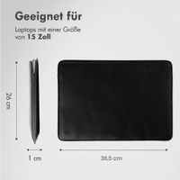 Accezz Leder Laptop Hülle 15 Zoll - Laptop Sleeve - Schwarz