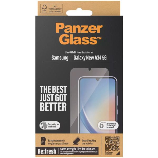 PanzerGlass Refresh Ultra-Wide Fit Anti-Bacterial Screenprotector für das Samsung Galaxy A35