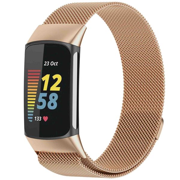 imoshion Mailändische Magnetarmband für das Fitbit Charge 5 / Charge 6 - Größe S - Rose Gold