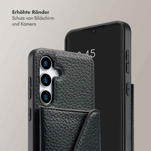 Selencia Sera Kordel-Hulle mit Kartenhalter-Umschlag für das Samsung Galaxy S25 - Schwarz