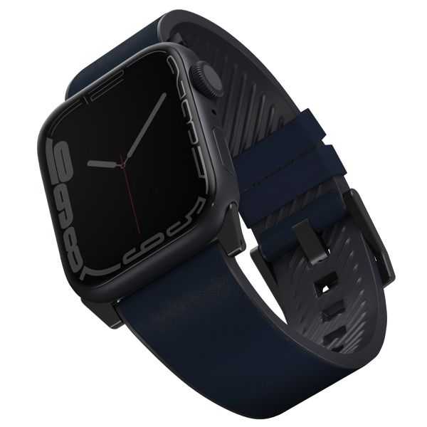 Uniq Straden Wasserdichtes Lederarmband für die Apple Watch Series 1 bis 10 / SE / Ultra (2) (44/45/46/49 mm) - Preußischblau