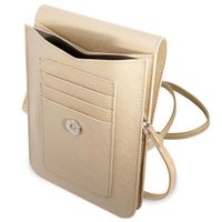 Guess Saffiano Triangle Handytasche - Geeignet für Smartphones bis 7 Zoll - Beige