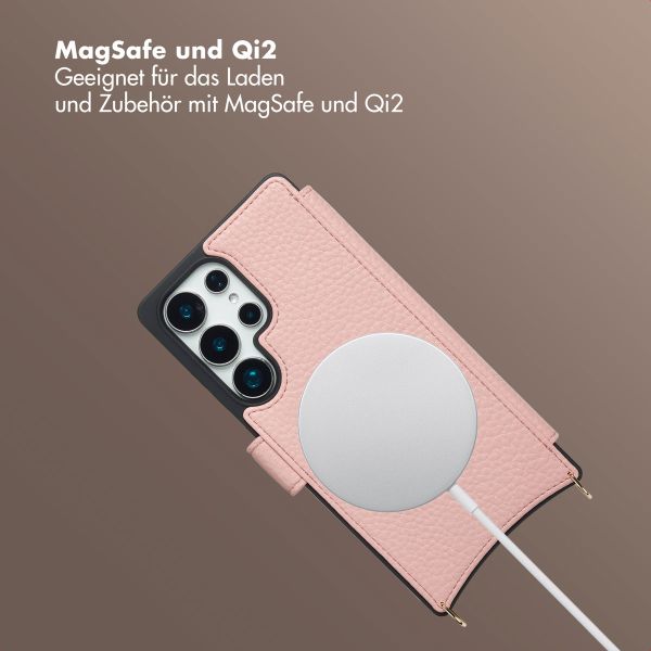 Selencia Riva Bookcase mit MagSafe und Handgelenkband Samsung Galaxy S25 Ultra - Old Pink