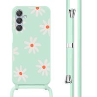 imoshion Silikonhülle design mit Band für das Samsung Galaxy A25 (5G) - Green Flower Distance