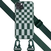 Selencia SilikonHülle design mit abnehmbarem Band Apple iPhone 14 Plus - Irregular Check Green