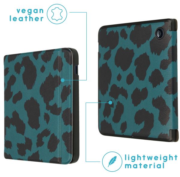 imoshion Design Slim Hard Case Sleepcover mit Stand Kobo Libra 2 / Tolino Vision 6 - Green Panther