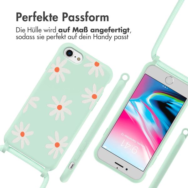 imoshion Silikonhülle design mit Band für das iPhone SE (2022 / 2020) / 8 / 7 - Green Flower Distance