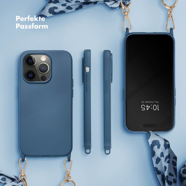 Selencia Back Cover mit luxuriöser Handschlaufe für das iPhone 14 Pro - Blau