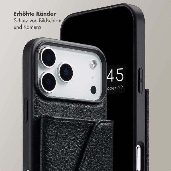 Selencia Sera HandyHülle mit Kordel und Umschlag-Kartenhalter Apple iPhone 17 Pro Max - Schwarz