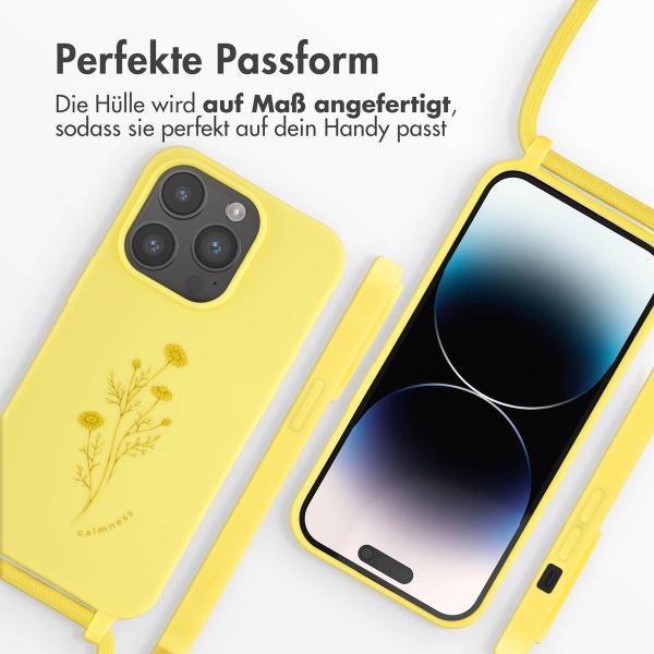 imoshion Silikonhülle design mit Band für das iPhone 14 Pro - Flower Yellow