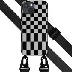 Selencia SilikonHülle design mit abnehmbarem Band Apple iPhone 15 Plus - Irregular Check Black