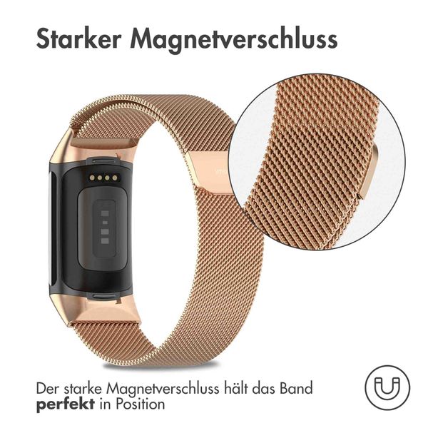 imoshion Mailändische Magnetarmband für das Fitbit Charge 5 / Charge 6 - Größe S - Rose Gold