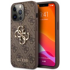 Guess 4G Metal Logo Back Cover Apple iPhone 13 Pro - Braun