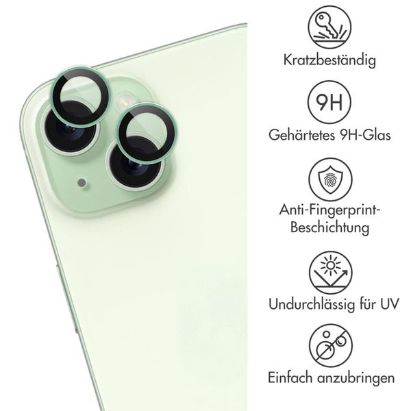 imoshion 2er-Pack Objektivschutz für Kamera für das Apple iPhone 15 / 15 Plus - Green