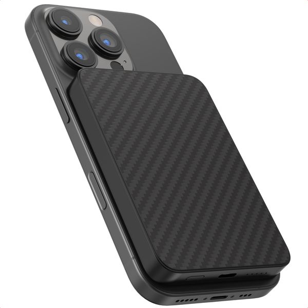 Accezz Kevlar Powerbank 5.000 mAh - MagSafe und Qi2 - Schwarz