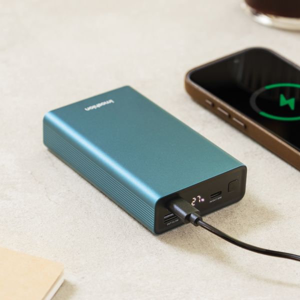 imoshion Ultra Series Aluminium Powerbank 20.000 mAh - Schnellladen bis 33W - Petrol Green