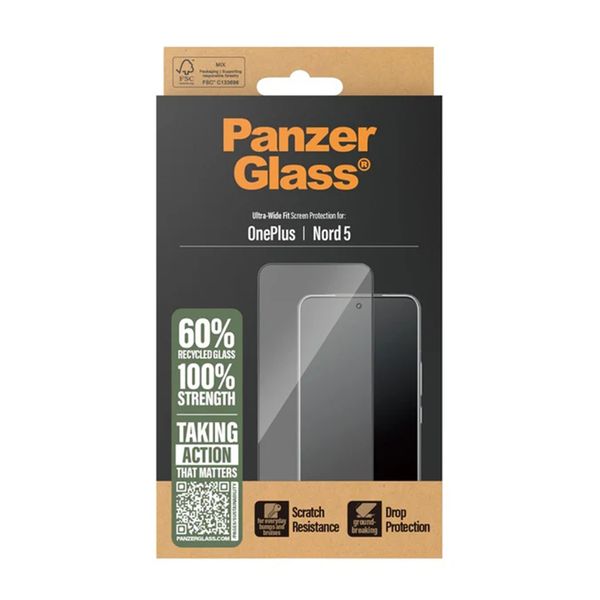 PanzerGlass Ultra-Wide Fit Antibakterieller Displayschutz mit Applikator OnePlus Nord 5