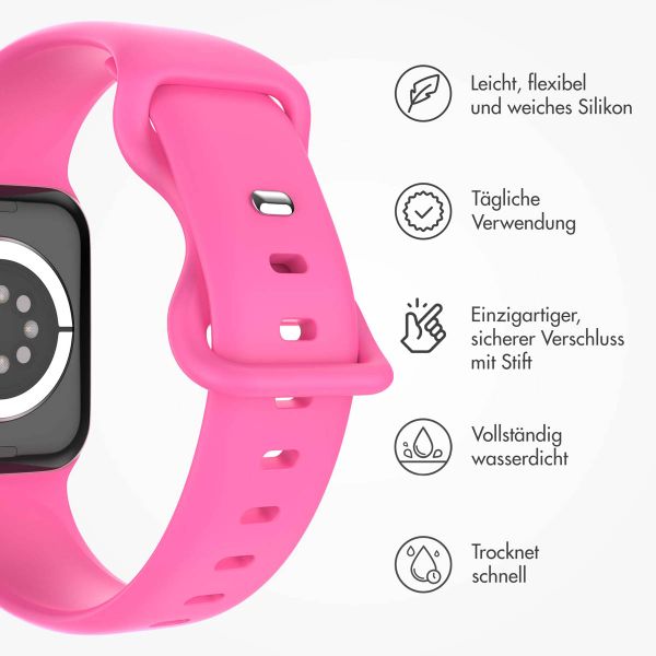 imoshion Silikon-Armband⁺ für  Apple Watch Series 1 t/m 11 / SE / Ultra (44/45/46/49 mm) - Größe M/L - Barbie Pink