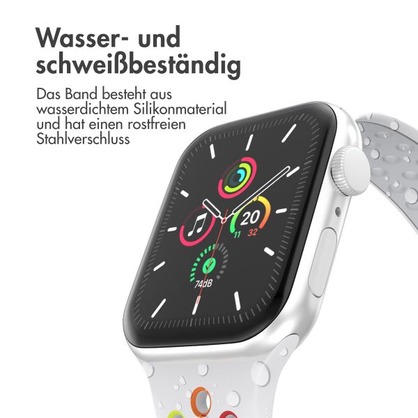 imoshion Sportarmband⁺ für die Apple Watch Series 1 bis 10 / SE / Ultra (2) (44/45/46/49 mm) - Größe M/L - White Rainbow