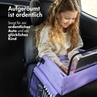 imoshion Reisetisch - Tablethalter Auto - 7 Aufbewahrungsfächer - Inklusive 2 Malvorlagen - Violett