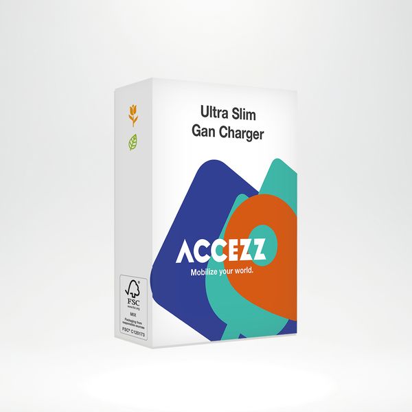 Accezz Ultra Slim GaN Ladegerät - 2x USB-C - 65 W - Schwarz