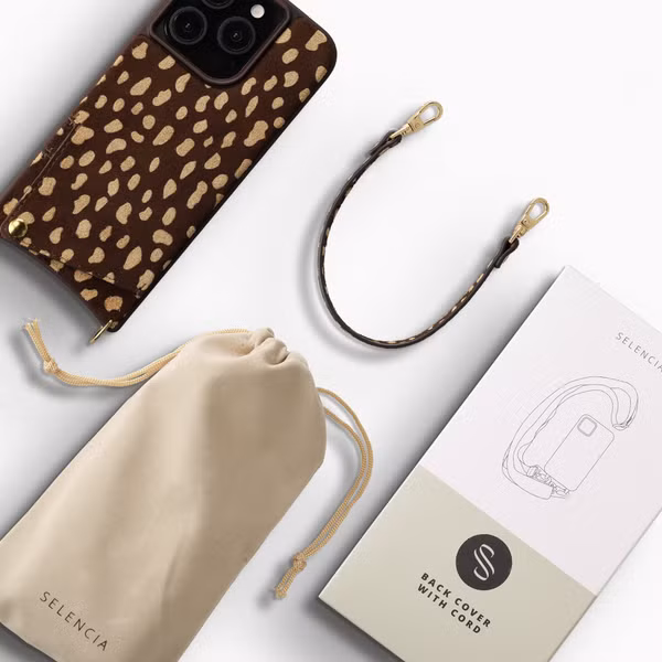 Selencia Nova Echtleder Backcover mit Kartenhalter Apple iPhone 15 Pro - Fawn Chic