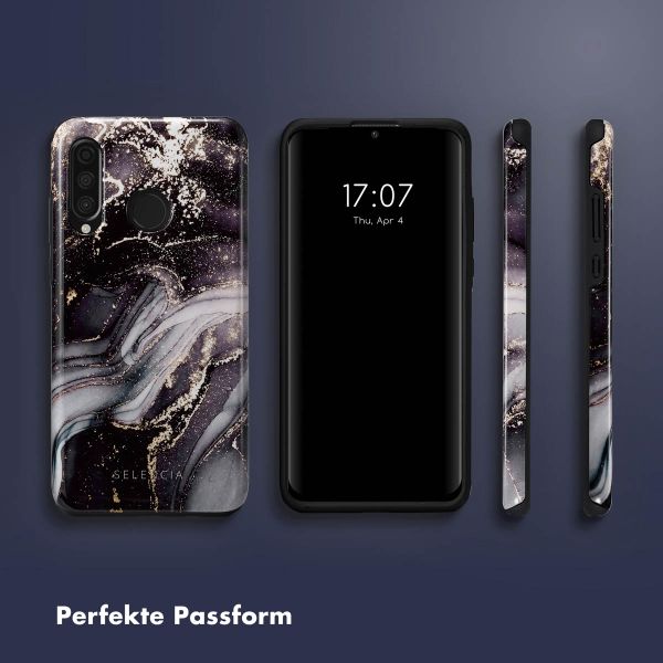 Selencia Vivid Tough Back Cover für das Huawei P30 Lite - Chic Marble Black