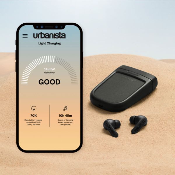 Urbanista Phoenix Solar - In-Ear Kopfhörer - Bluetooth Kopfhörer – Mit ANC-Geräuschunterdrückungsfunktion - Midnight Black