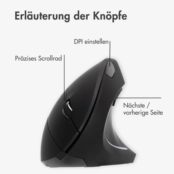 imoshion Ergonomische kabellose Maus - Rechtshändig - USB-A - Schwarz